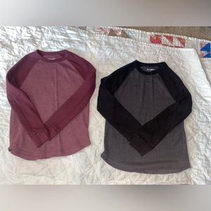 Two Old Navy boys waffle knit long sleeve shirts